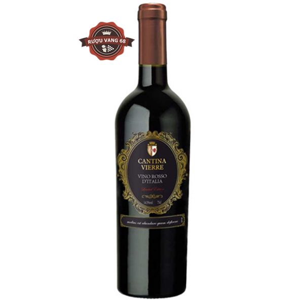 Rượu Vang Cantina Vierre Vino Rosso D’italia có màu đỏ ruby ​​đậm. Hương thơm nồng nàn, tươi mát của rượu quyến rũ