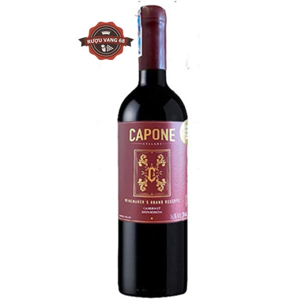 Rượu Vang Chile Capone Grand Reserve Cabernet Sauvignon  mang phân hạng Gran Reserva, dòng rượu cao cấp của Chile có màu tím đậm